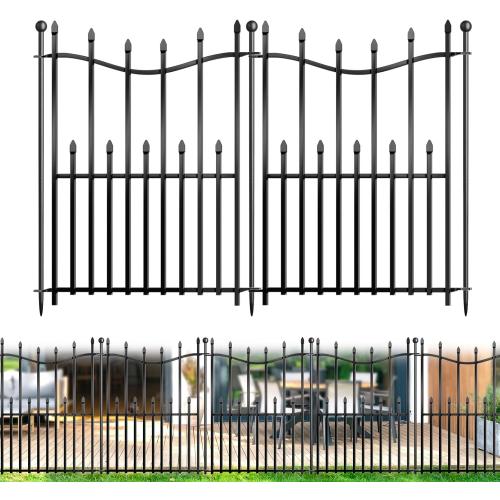 10 Panels No Dig Decorative Garden Fence, 32in(H)×22ft(L) Heavy-Duty Rustproof Metal Panels, Outdoor Dog Barrier for Yard & Patio, Landscape, Border| Portable Temporary Fencing