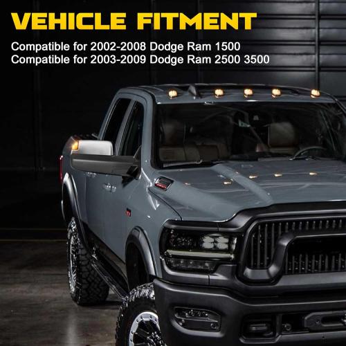 Pair Power Heated Towing Mirrors Compatible for 2002-08 Dodge 1500, 2003-09 Ram 2500 3500 w/Turn Signal Side Tow Mirrors Extendable Flip Fold (Chrome)