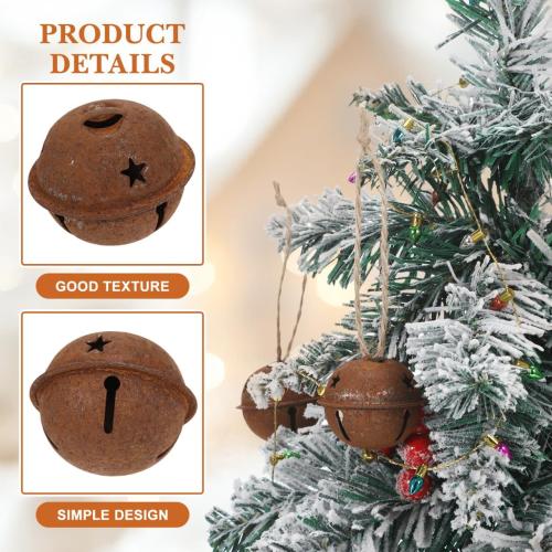 DECHOUS 24Pcs Rusty Metal Jingle Bells Christmas Decoration Rustic Rusted Bells for Crafts with Star Cutouts for Christmas Tree Ornaments Holiday DIY Crafting, 1.6 Inch