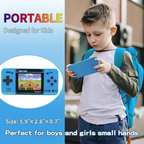 Handheld Game for Kids -Preloaded 220 Retro Video Games, Portable Gaming Player with Rechargeable Battery 3.0 LCD Screen, Mini Arcade Electronic Toy Gifts for Boys Girls (Blue)