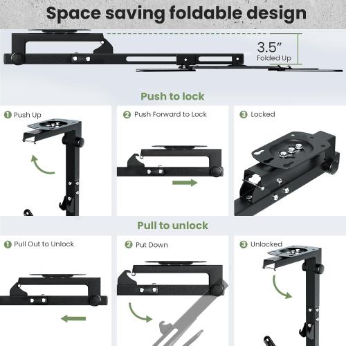 Ceiling TV-Mount Flip Down Folding - 23-55'' Manual Drop Down TV Mount, Fits Flat and Pitched Roof, Height Adjustable, Swivel, Max Load 44 lbs, Max VESA 400x400 mm, Black