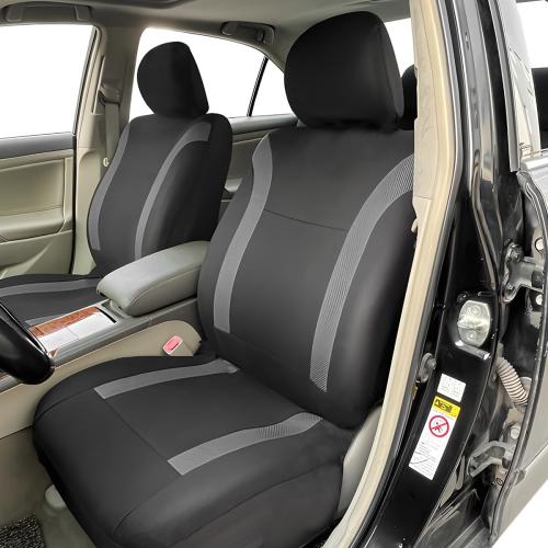 Car Seat Cover Full Sets, 9PCS Waterproof Vehicle Front and Rear Split Bench Covers with 3D Foam Back Support, Breathable Auto Seat Protective Accessories, Universal for SUV RV Truck (Gray)