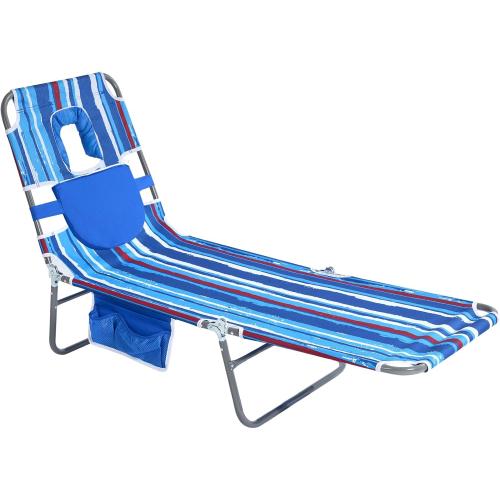 SUNNYFEEL Beach Lounge Chair, Reclining Beach Chairs Lay Flat, Sun Face Down Tanning Chair, Folding Camping Chairs Portable Camp Cot with Straps for Outdoor/Picnic/Lawn