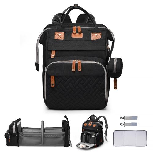 Baby Diaper Bag Backpack with Changing Station,Baby Essentials(Black)