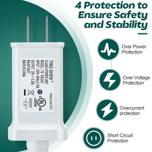 Enhon 29V LED Power Supply, UL Certified Transformer Replacement, Class 2 Power Supply, Low Voltage Transformer US Plug Adapter for Christmas Tree Light LED String Light, White (TS-8W29V)