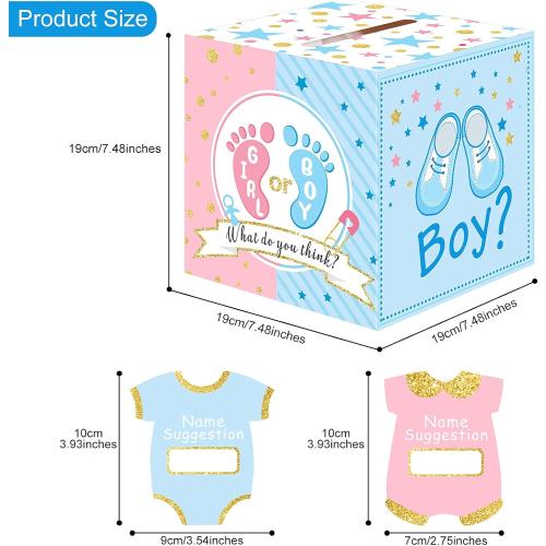 Saintrygo Baby Gender Reveal Voting Box with 50 Pieces Boy or Girl Ballot Cards Baby Shower Decorations Party Invitations and Voting Games Gender Reveal Party Supplies(Pink, Blue)