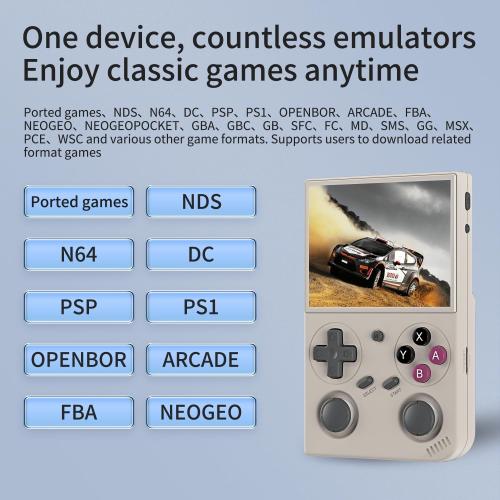 G350 Handheld Game Console , 3.5 Inch IPS Screen Linux System 3200 mAh Battery 4371 Games Preloaded , Portable Retro Video Games Console Support Controller and Earphone (Gray)