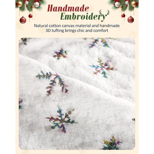 Christmas Pillow Covers 18x18 Inch - Set of 2 Embroidered White Christmas Throw Pillow Cases Soft Plush Faux Fur Snowflake Xmas Decorations Winter Holiday Decor for Home Bedroom Sofa