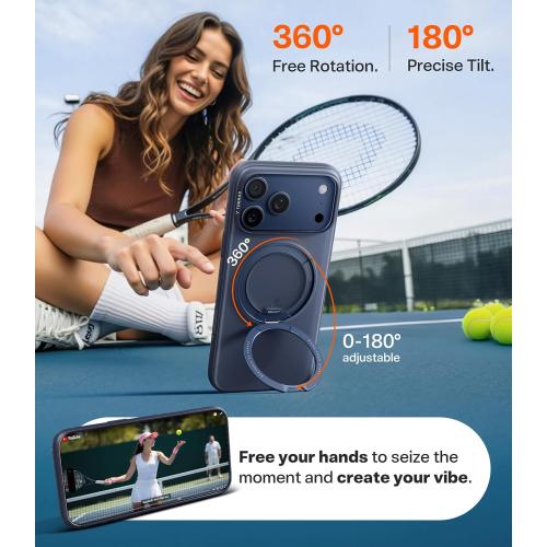 TORRAS for iPhone 17 Pro Max Case, 360 Magnetic Stand, [Fit for MagSafe] [4X Military-Grade Protection] Slim Case for iPhone 17 Pro Max, 6.9, Translucent Deep Blue, Ostand O3 Fitness Series