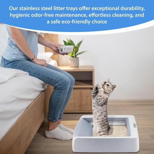 Stainless Steel Reusable Litter Tray Compatible with Petsafe Scoop-Free Self-Cleaning Cat Litter Boxes - Never Absorbs Odor, Stains, or Rusts (Stainless Steel Litter Tray) (Extra Deep)