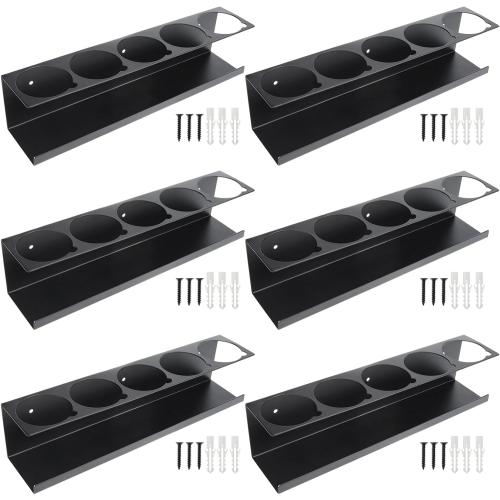 RealPlus Aerosol Spray Can Holder Rack Organizer 5 Cans Spray Bottle Holder Heavy-Duty Steel Wall Mounted for Garage and Workspace, Pack of 6