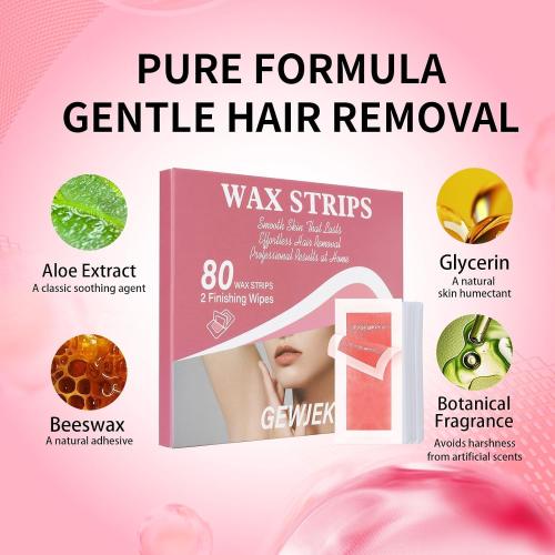 Wax Strips for Hair Removal, Waxing Kit for Women, Wax Strips Pink | Facial Hair Removal, Sensitive Skin Hair Removal Friendly, Multi-Use on Face, Bikini Area, Long-Lasting Smoothness