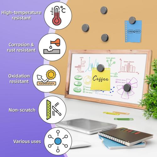 VNDUEEY Strong Magnets with Adhesive Backing, 0.7 * 0.12 inch Small Round Magnets for Crafts, Circle Magnet Ceramic Magnet for Fridge, DIY, Science Projects, Whiteboard (Black)