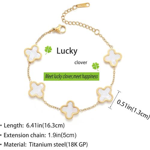 18K Gold Plated Clover Lucky Bracelet for Women Four leaf Bracelets Cute Colorful Bracelets Jewelry Gifts Trendy for Women