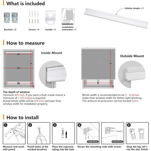 LazBlinds Cordless Cellular Shades, Light Filtering Honeycomb Shades for Home, Thermal Insulation Noise Reduction Blinds for Windows, 20'' W x 48'' H, Grey