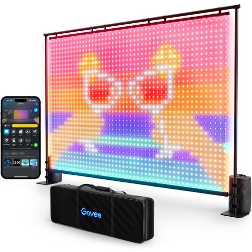 Govee Lightwall, Large Smart Curtain Light, 1536 RGBIC LEDs, 8.5x6.2ft | Portable & Dimmable Color Changing String Lights, Music Sync with AIGC, Light wall for Outdoor & Indoor Use, IP65 Waterproof