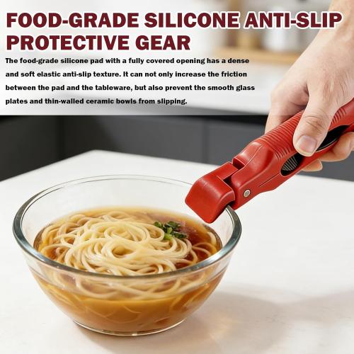 2 Pcs 3-In-1 Hot Plate Gripper,Anti Scald Plate Gripper,Hot Tongs,Anti Scald Bowl Holder Clip For Bowls & Dish, Non-Slip Jar Opener Clip For Kitchen, Air Fryer, Microwave(red white)