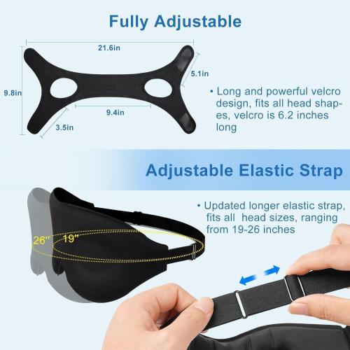 Chin Strap for Sleeping, Anti Snoring Devices Comfortable Effective Stop Snoring Solution, Snore Stopper Breathable, Anti Snore Chin Strap Adjustable Velcro, with Eye Mask, Black