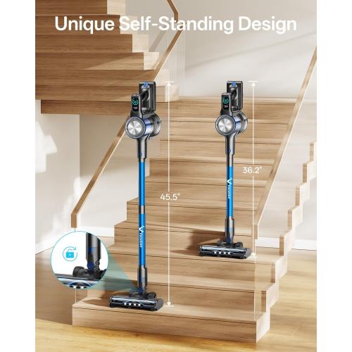 Vacation Cordless Vacuum Cleaner, 8-in-1 Cordless Stick Vacuum Cleaner with 3 Suction Modes, Up to 45mins Runtime, Rechargeable, Self-Standing, Wireless Vacuum Cleaners for Home Pet Hair Carpet Car Hard Floor