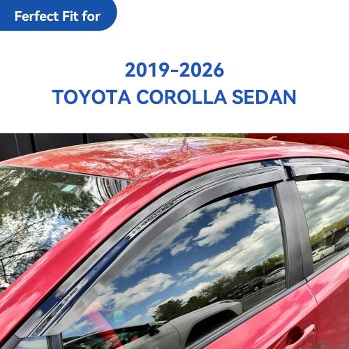 Window Visors Rain Guards Shield for 2019-2026 Toyota Corolla Sedan, Out-Channel Window Vent Wind Deflectors Visors Shades for 19-26 Corolla Sedan