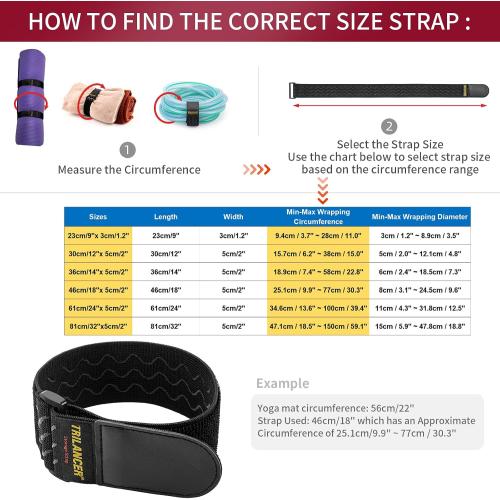 Trilancer Elastic Cinch Straps with Anti-Slip Strips, 32 x 2 (4 Pack) Multipurpose Hook and Loop Bundling Straps for Hose, Cords, Bike, Luggage, Camping, Yoga Mats