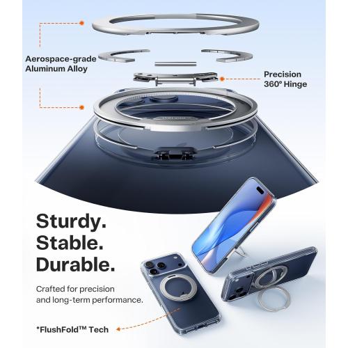 TORRAS 360 Magnetic Stand for iPhone 17 Pro Max Case, [Fit for MagSafe] [4X Military-Grade Protection] Slim Case for iPhone 17 Pro Max 6.9 2025, Clear, Ostand O3 Fitness Series