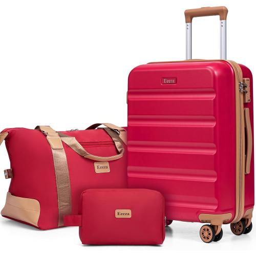 Luggage Sets 3 Piece,Suitcases with Wheels,Carry On Luggage Set,ABS Hard Case Luggage with TSA Lock Spinner Wheels(3 Piece Sets,Red(20/DB/TB))