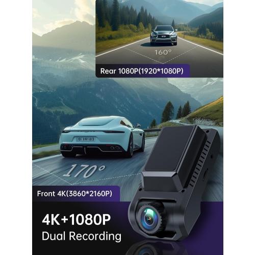 Dash Cam Front and Rear, 4k 1080P Dual Dash Camera for Cars
