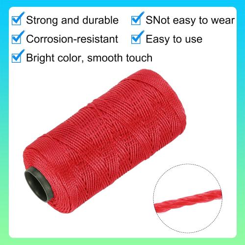 MECCANIXITY Nylon String 3 Strands Twisted Mason Line 1.5mm x 218 Yards Nylon Twine String for DIY Projects, Home Improvement, Gardening, Gift Wrapping, Christmas Party Supplies, Red