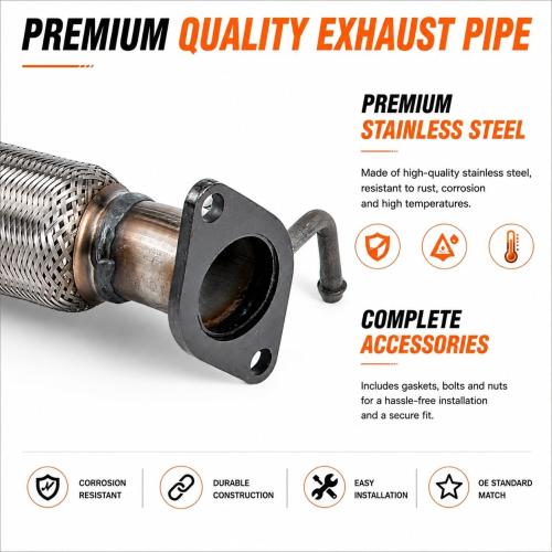 52587 Exhaust Pipe for 10-13 Hyundai Tucson & 2011-2015 Kia Sportage FP12 | One-Piece Exhaust Pipe, New Stainless Steel Replacement, Vibration Damping And Precise Direct Fit, Easy Install OE#286102S100