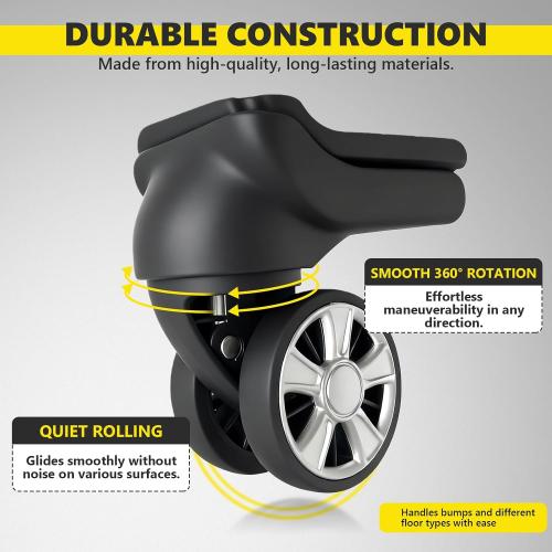 Luggage Wheels Replacement Wheel for Luggage Suitcase Repair 360° Rotating Suitcase Replacement Wheels with 4 Mounting Holes H330 (A Set - 2 pcs)