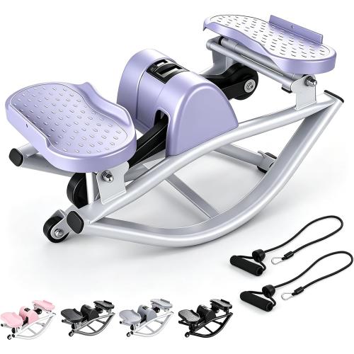 Rock Stepper with Resistance Bands - Ultra-Quiet Hydraulic Lateral Stepper, Fully Assembled Side to Side Step Rocker for Home Office, 250LBS Capacity