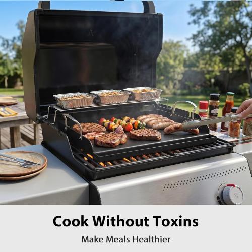 Utheer Cast Iron Griddle, Pre-Seasoned, Nonstick, 17 x 13 in Flat Top