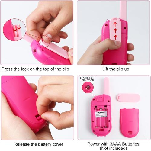 Walkie Talkies for Kids 22 Channels Long Range 2 Way Radio Toys for 3-12 Ages with LCD Flash Light,Birthday Gifts for 4 5 6 7 8 9 Years Old Boys Girls for Camping Hiking Indoor Outdoor (Pink)