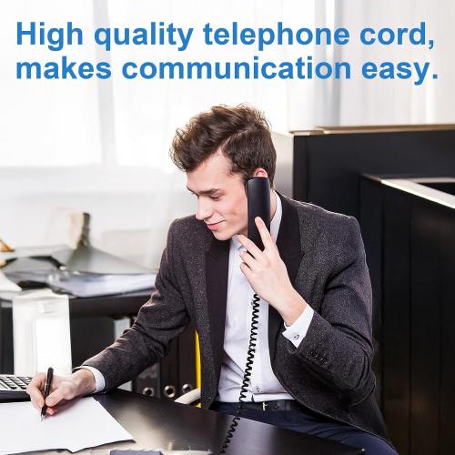 EZYUMM Phone Cord for Landline, 2 Pack Black Handset Telephone Cord, 10Ft Uncoiled(1.5 FT Coiled) Universal Replacement Cable for Desk & Wall Phones