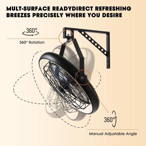 Wall Mounted Fan with Lights, 23” Wall Mount Fan with Remote, 6 Speeds Plug in Wall Fan, Reversible, 3CCT, Dimmable, Noiseless, 360°Adjustable Tilt for Workshop, Patio, Home ‼️could be missing or broken pieces ‼️