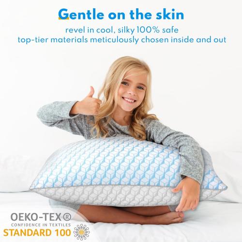 Bed Pillows Queen Size for Sleeping - Cooling Down Alternative Breathable Soft Pillows Set of 2 for Side, Back, and Stomach Sleepers - Hotel Quality Fluffy Microfiber Fill Skin-Friendly