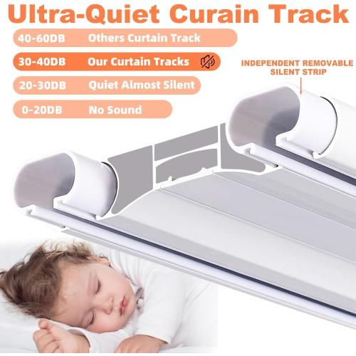 Double Curtain Track Ceiling Mount, Heavy Duty Thick Aluminum Alloy Curtain Rail with Silent Pulleys, Anti-Sag Dual Rail Room Divider for Bedroom Bay Window Hotel - White, 3.6ft (1.1m)