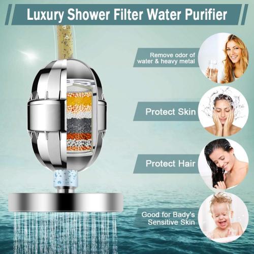 Filtered Shower Head with Handheld, High Pressure Rainfall Shower Head