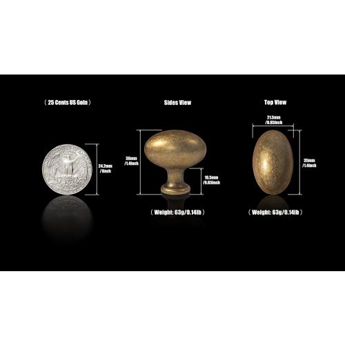 5 PCS Goo-Ki 1.2Inch(36MM) Oval Antique Brass Cabinet Knobs, Zinc Alloy for Drawer Knobs for Dresser Cupboard Wardrobe