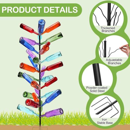 1 Pcs Tall Wine Bottle Tree 30 Wine Bottle Tree Outside 70.8 Inch Christmas Bush Colorful Holder Artificial Black Metal Trees Garden Decorative for Wedding Outdoor Decor