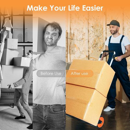 Dolly Cart, 309 lb Aluminum Folding Hand Truck with Swivel Handle, Heavy Duty Utility Dolly Foldable Trolley with Elastic Cord, 7 Inch Wheels for Moving, Warehousing, Shopping and More