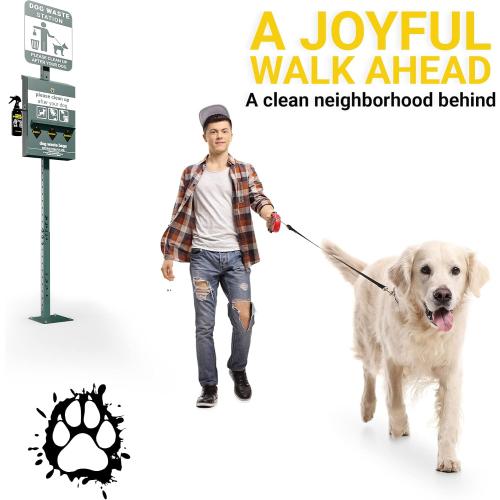 Mini Pet Waste Station - Includes 600 Dog Poop Bags - Original Glow in the Dark Dog Waste Station and Dog Poop Sign, Triple Storage Dog Poop Bag Dispenser with Hand Sanitizer Bottle