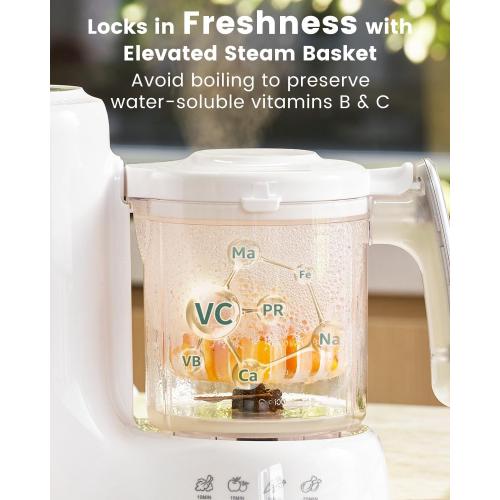 GROWNSY Baby Food Maker with Steam Basket, One Step Baby Food Processor Steamer Puree Blender Grinder Mills Machine, Auto Cooking Grinding and Sterili-zing for Healthy Homemade Baby Food, BPA-Free