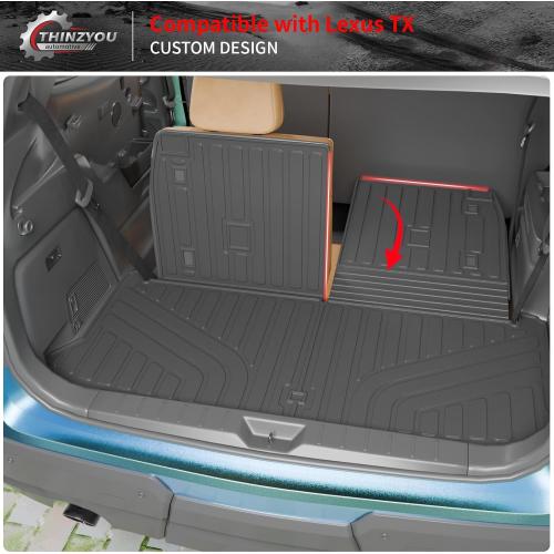 Cargo Mat for 2024-2026 Lexus TX350 TX500h TX550h  6&7 Seats | TPE All Weather Trunk Mat with Backrest Mat, Cargo Mat Cargo Liner Trunk Liner Back Seat Protector TX Accessories