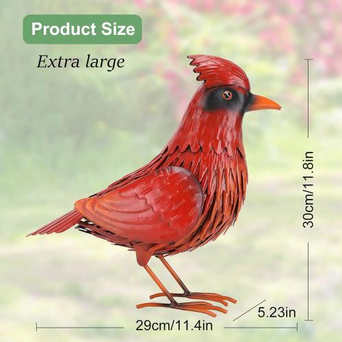 Shorayn Cardinal Garden Statues Large Red Bird Outdoor Decor Metal Yard Art Lawn Ornaments,Garden Birthday Housewarming Gifts for Women