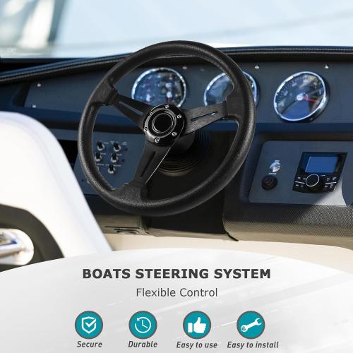Size 10ft Boat Steering System, 10 feet Cable Outboard Steering Kit 3/4 Standard Tapered Shaft, Boat Steering Control Cable for Yachts, Fishing Boats and Other Watercraft