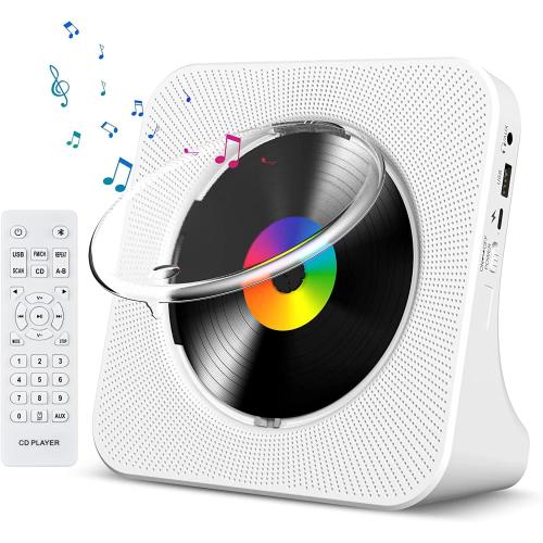 CD Player Portable Bluetooth Desktop CD Player for Home with Timer Built-in HiFi Speakers with LCD Screen Display Boombox FM Radio USB Type-c