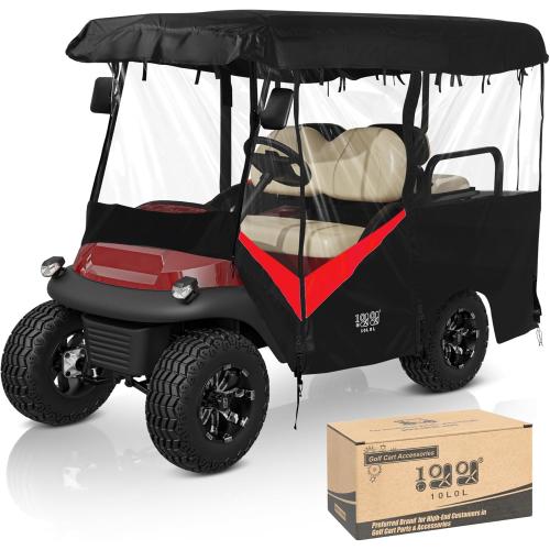10L0L Universal Golf Cart Enclosure 86.6in 4 Passenger Fit for Yamaha Club Car EZGO TXT RXV, Waterproof Windproof Snowproof Portable Transparent 4 Sided Driving Cover