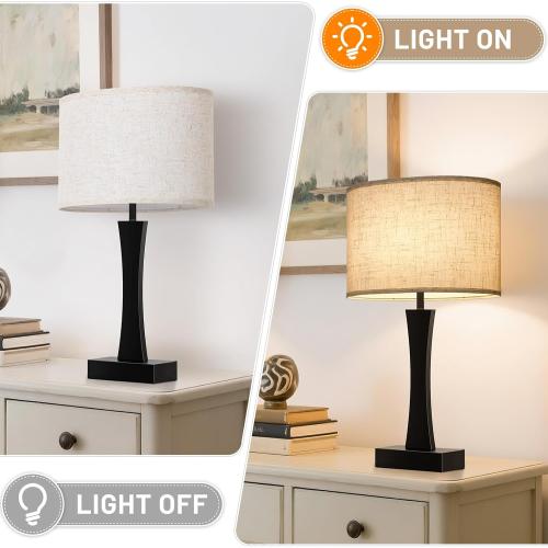 Oval Lamp Shades Set of 2, 16.5L x 9.6W x 11H, Large Beige Lampshades for Table Lamps Bedside Lamps, Natural Linen Lamp Shades for Floor Lamps, Suitable for E26 Base and Saddle Base, Easy Assembly